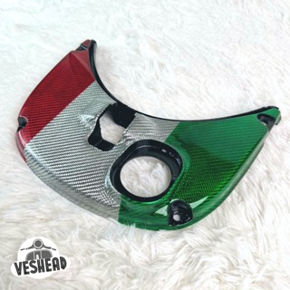 ฝาครอบถังน้ำมัน หุ้มคาร์บอน เวสป้า Vespa Sprint / Primavera ผ้าแท้ วัยรุ่นอิตาลี / ไทย / ดำ / สายเขียว ติดตั้งง่าย