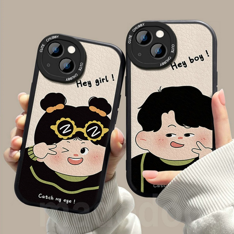 Couple Soft Casing For iPhone 16 15 14 13 12 11 Pro Xs max mini 6 6S 7 8 Plus X XR 11promax 12promax 13promax Funny Boy Girl Black Cute Cartoon Anti Fall Silicone Soft Phone Case XPN 17