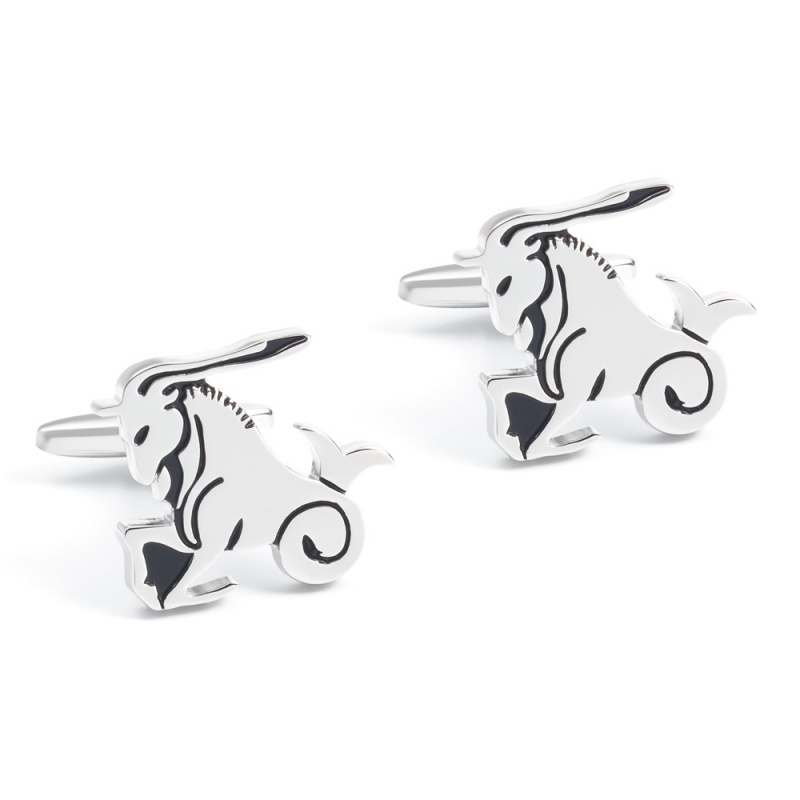 เครื่องประดับแฟชั่น Cufflinks ใหม่ High-End Electroplated เงิน Cufflinks ราศีมังกรการสร้างแบบจําลองท