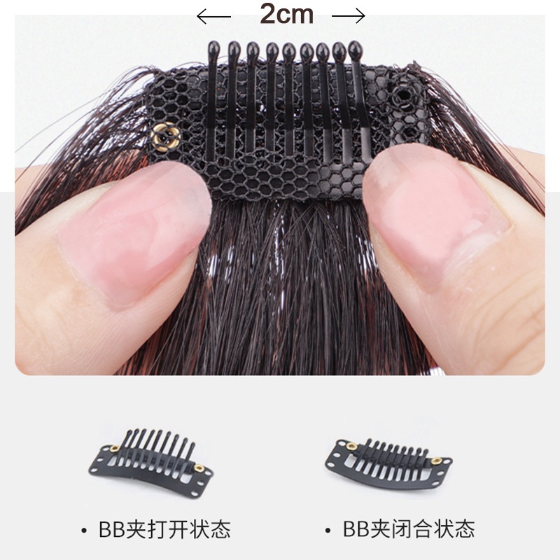 กิ๊บติดผมหน้าม้าปลอม 3 มิติ ไร้รอยต่อ พร้อมผ้าคลุมผมไฟเบอร์ อุณหภูมิสูง หลากสี สําหรับผู้หญิง - รูปที่ 2