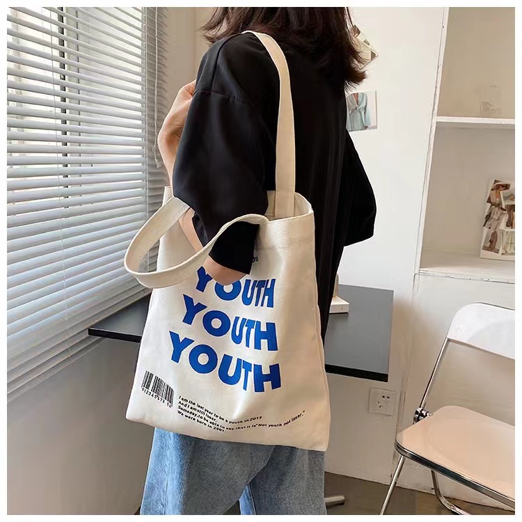 ​ส่งจากไทย กระเป๋า​ผ้าแคนวาสแฟชั่นสไตล์​เกาหลี​สุดฮิต YOUTH