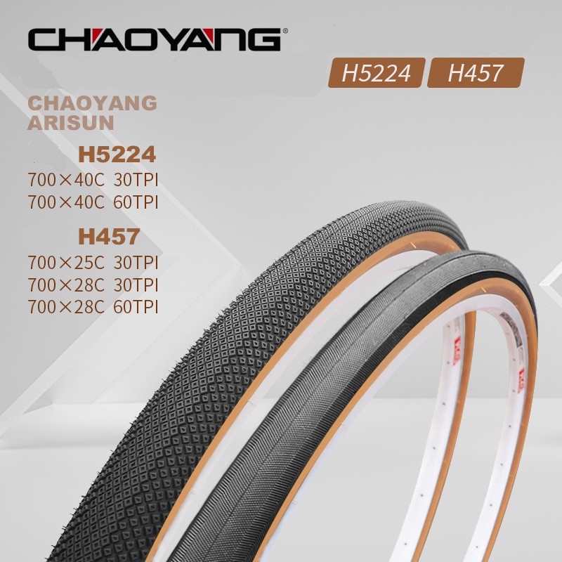 Chaoyang ยางรถจักรยาน 700C 700x25/28/35/40C ยางจักรยานเสือหมอบ 60TPI ป้องกันการเจาะกรวดขี่จักรยาน tyre ประเภทลวดขอบสีเหลือง