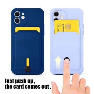ช่องใส่การ์ดซิลิโคนเคสโทรศัพท์สําหรับiPhone 17 16 15 14 13 12 11 Pro Max XS XR X 8 15 Plus + SE 2020 ฝาครอบโทรศัพท์กันกระแทกสีลูกกวาดพร้อมCaremaฝาครอบป้องกัน