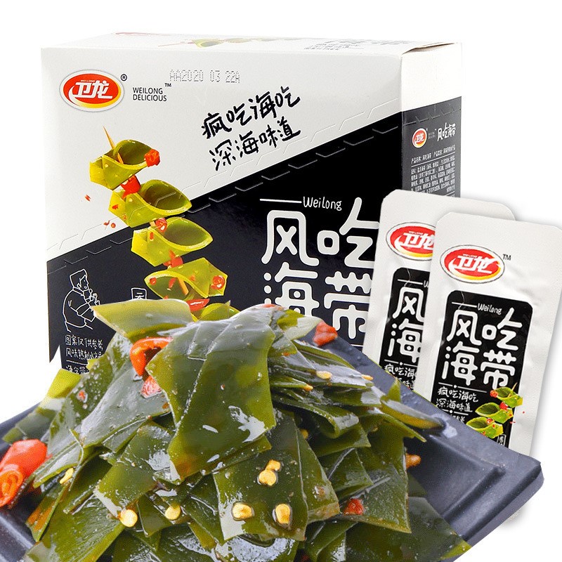 สาหร่ายปรุงรสเผ็ดเสฉวน กรุบกรอบอร่อย เผ็ดชาเบา 卫龙 风吃香辣海带 Weilong 300g malamart