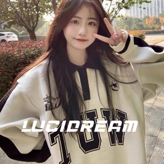 LUCIDREAM เสื้อกันหนาว เสื้อแขนยาว เสื้อกันหนาว ผู้หญิง 2022สินค้ามาใหม่ วินเทจ  Oversize เกาหลี ใส่สบายๆ ทรงหลวม สไตล์สปอร์ต PL45Z22110216