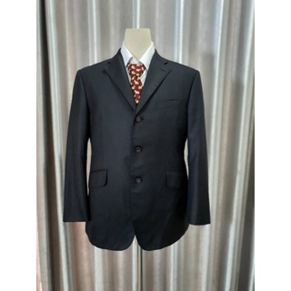 Suit0081 เสื้อสูท สีดำลาย เหลือบเงาเล็กน้อย มือสอง แบรนด์ Takashimaya อก 40 นิ้ว