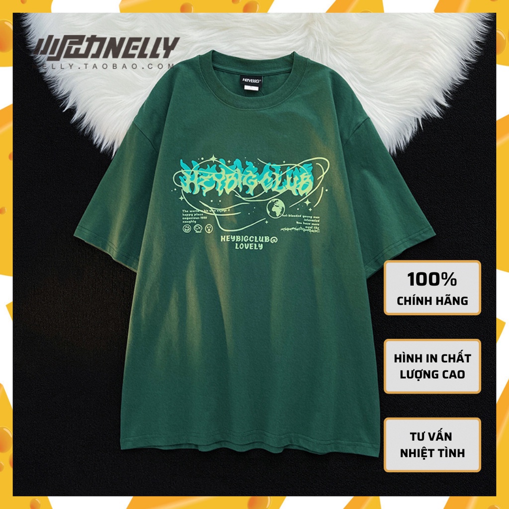 เสื้อยืดแขนสั้น NELLY สีน้ําเงินอินเทรนด์ - Heybig Club Lovely