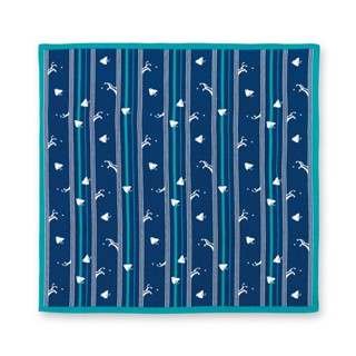 [30045] Size 50x50 cm - Furoshiki ผ้าห่อ ผ้าญี่ปุ่น : ลายนกและเกลียวคลื่น (縞千鳥, Shima chidori)