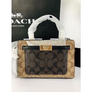 NEW Coach Mini Lane Top Handle In Colorblock Signature Canvas