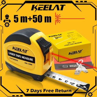 KEELAT 50m Laser Rangefinder 5m Tape Measure Ruler 2 in 1 Digital Distance Meter IP54 Waterproof Laser Ruler Digital Set
