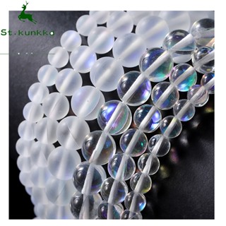 St.kunkka 1Strand 6/8/10 มม.สีขาวธรรมชาติมูนสโตนรอบเครื่องปร…