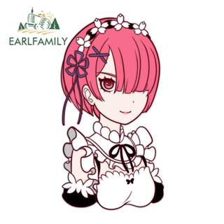 Earlfamily สติกเกอร์ไวนิล ลายการ์ตูน Ram and Rem กันน้ํา สําหรับติดตกแต่งกระจกรถยนต์ รถจักรยานยนต์ 13 ซม. x 7.4 ซม.