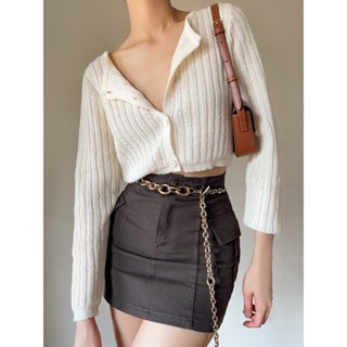 Aliotte - Vera Skirt กระโปรงยีนส์สั้นมีกระเป๋าข้างผ้าไม่ยืด