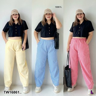 TwinsShopVip💗พร้อมส่ง TW16861 เซท 2 ชิ้น #Bigsize เสื้อปกเชิ้ทครอป + กางเกงขายาว..