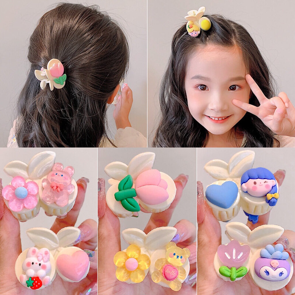 บ้านพลู หนีบผม คละแบบ 3 ชิ้น กิ๊บหนีบผม การ์ตูน ดอกไม้ น่ารัก สำหรับเด็กผู้หญิง