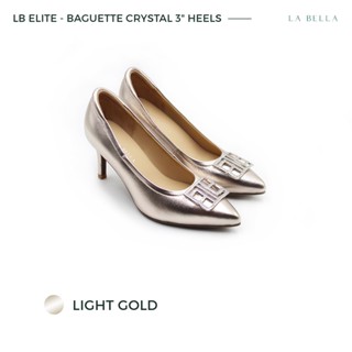 LA BELLA รุ่น LB ELITE BAGUETTE CRYSTAL 3 HEELS  - LIGHT GOLD