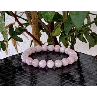 Natural kunzite Bead Bracelet, Genuine Round Beaded Healing Crystal Bracelet Men Women Stretchy Bracelet