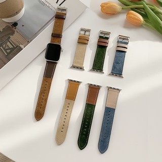 สายนาฬิกาข้อมือ สายหนัง สําหรับ Apple Watch Band 49 มม. 45 มม. 44 มม. 41 มม. 40 มม. iwatch Series Ultra 8 7 6 SE 5 4 3 2 Band