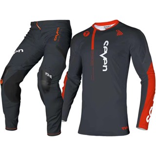 เสื้อกีฬาแขนสั้น ลายทีมวิบาก Seven Rival Orange Moto Dirt Bike 2023