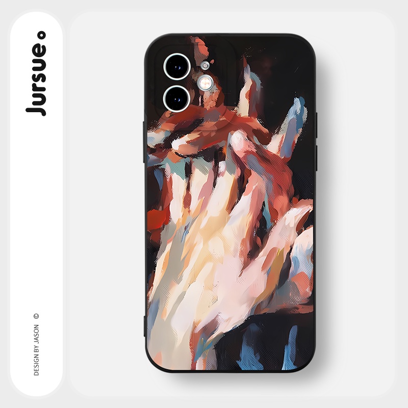 JURSUE เคสไอโฟน เคสซิลิโคนนุ่มกันกระแทกน่ารักตลก เคสโทรศัพท์ สีดำ Compatible for iPhone 16 15 14 13 12 11 Pro Max SE 2020 X XR XS 8 7 Plus พลัส Y2578