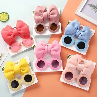 set2ชิ้น แวนตาแฟชั่น+โบว์คาดผมสำหรับเด็กอ่อน[MamaChom BabyShop]