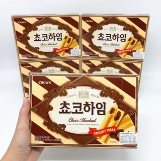 ขนมเกาหลี ช็อกโกไฮม Crown Choco Heim 142g 초코하임 ขนมเวเฟอร์สอดไส้ช็อกโกแลต ครีมเฮเซลนัท