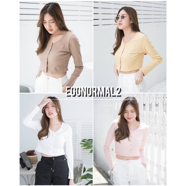 MYTOP​ Code: D164 Crop top long sleeve tee ผ้าร่องZara