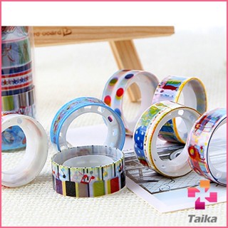 Taika ม้วนเทปลายการ์ตูน ตกแต่ง สมุดรายงาน สติ๊กเกอร์ สติกเกอร์ วาชิเทป Cute Cartoon Tape