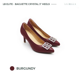 LA BELLA รุ่น LB ELITE BAGUETTE CRYSTAL 3 HEELS  - BURGUNDY