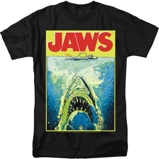 Neon Poster Jaws T-Shirt เสื้อยืดเปล่า เสื้อยืดคอกลม เสื้อโอเวอร์ไซ