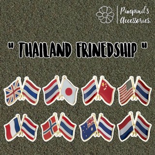 ʕ •ᴥ•ʔ ✿ พร้อมส่ง : เข็มกลัดเซ็ทลายธงชาติไทยและประเทศพันธมิตร | Thailand Friendship Flag Enamel Brooch Pin Set.