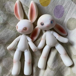 1/8 Bjd ตุ๊กตากระต่ายเรซิ่นสัตว์เลี้ยงหลายข้อต่อเคลื่อนย้ายได้ 1/12 ตุ๊กตากระต่ายสาวแต่งตัวของเล่นไม่มีแต่งหน้า