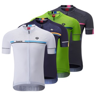 Santic เสื้อขี่จักรยานชายPro Fit Antislipปลอกแขนแบบคลุมข้อมือจักรยานเสือหมอบMTBแขนสั้นชุดขี่จักรยานเอเชียขนาด WM0C02162
