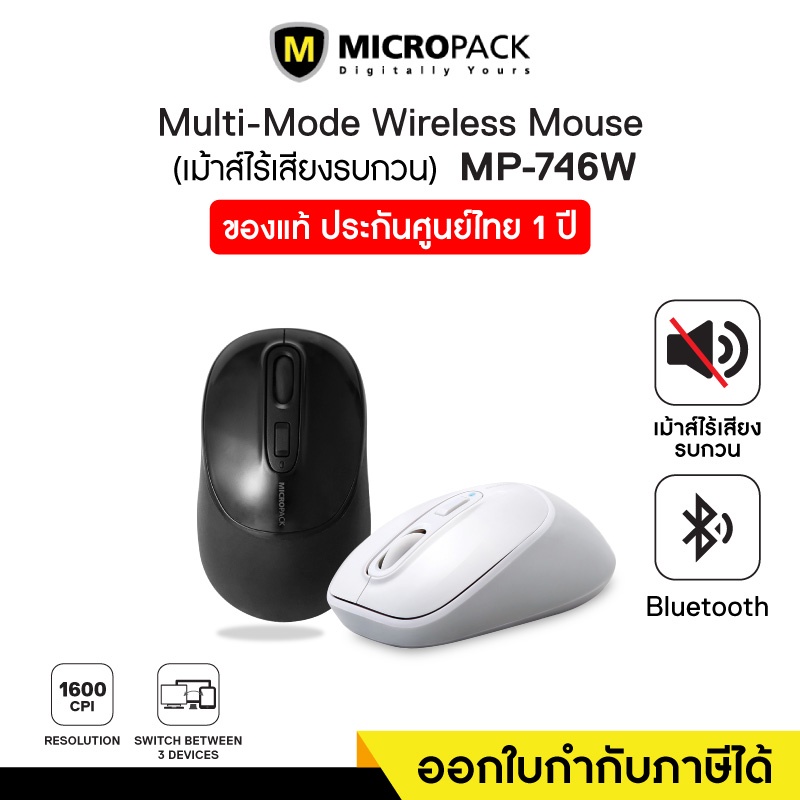 Silent Wireless Mouse (เมาส์ไร้สาย ไร้เสียงรบกวน) Micropack (MP-746W)