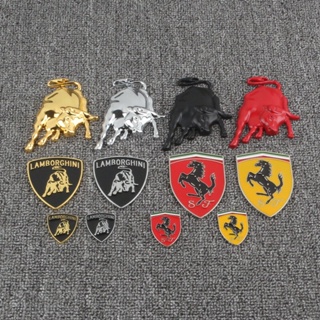 สติกเกอร์โลหะ ลายโลโก้ FERRARI LAMBORGHINI 3D สําหรับติดตกแต่งรถยนต์