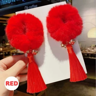 พร้อมส่ง ยางรัดผมตรุษจีน 1 คู่ ยางรัดผมอาหมวย ต้อนรับวันตรุษจีน น่ารักมาก