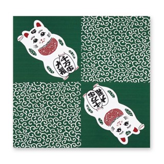 [66683] Size 90x90 - Furoshiki ผ้าห่อ ผ้าญี่ปุ่น : ลายมาเนะกิเนียนโกะ (招きにゃんこ, Maneki nyanko)