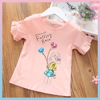 100% cotton childrens clothing girls short-sleeved T-shirt baby half-sleeved top childrens summer clothing T-shirt fashionable base shirt