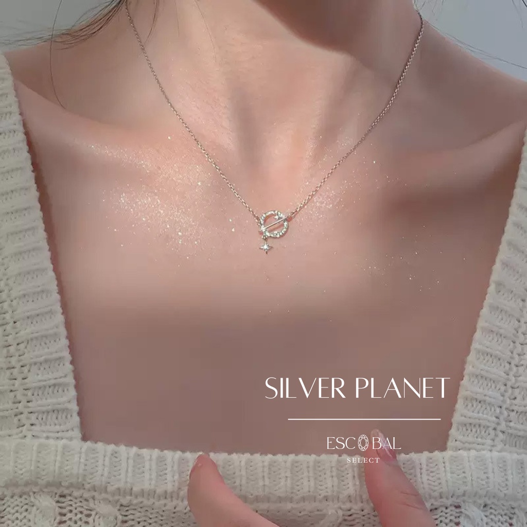 ESCOBAL✨สร้อยคอเงินแท้ Silver planet สร้อยเงินแท้ สร้อยเพชร ของขวัญให้แฟน ดีไซน์สุดหรู ของขวัญ