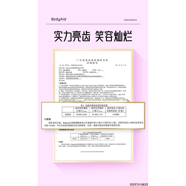 博滴烟酰胺美白牙膏 Original Bodyaid  Niacinamide Whitening Toothpaste To Remove Tooth Stains  Bad Breath Counter Toothpaste Oral Care100g ราคา ถูกที่สุด ดีลบีเคเค แกลเลอรีภาพที่ 8