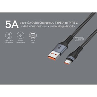 Eloop S7 สายชาร์จ Type C 5A ความยาว 1 เมตร รองรับถ่ายโอนข้อมูล วัสดุไนลอนถัก แข็งแรง ทนทาน