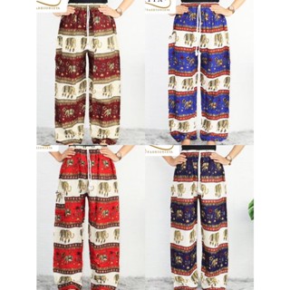 ✨พร้อมส่ง✨กางเกงช้างเอวเชือก ฟรีไซส์ ใส่ได้ทั้งหญิงชาย ลายตาหวาน