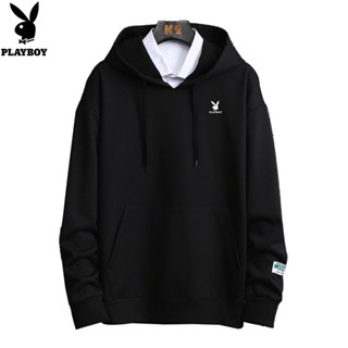 PLAYBOY Spring and Autumn Trend Loose Solid Color Hooded Sweatshirt