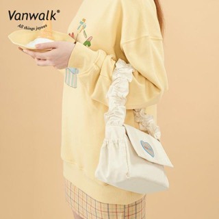 VANWALK Sunshine Ranch สาวดีไซน์กระเป๋าสะพายข้างเดียวใต้วงแขนเชื้อราขอบจีบกระเป๋าลูกไม้น่ารัก