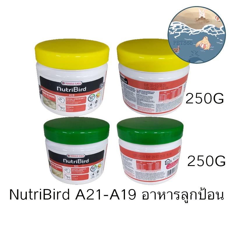 NutriBird A21-A19 อาหารลูกป้อน สำหรับลูกนกทุกสายพันธุ์ 250 กรัม