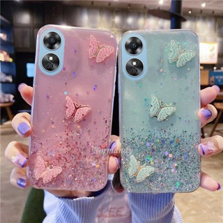 พร้อมส่ง ใหม่ เคสโทรศัพท์ซิลิโคน ใส แบบนิ่ม ลายผีเสื้อ ประดับเลื่อม กันกระแทก สําหรับ OPPO A58 A78 4G 2023