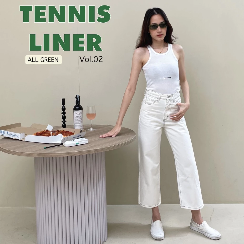 TGDA.CO - กางเกงยีนส์ Body girl รุ่น Tennis liner jeans vol.02 (ALL GREEN) (พร้อมส่ง)