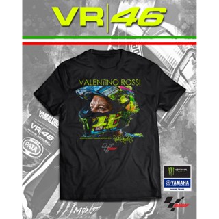 เสื้อยืดผ้าฝ้าย [UNISEX] Gildan เสื้อยืดผ้าฝ้าย 100% พิมพ์ลาย Yamaha Factory Racing Valentino Rossi VR46 สีดํา