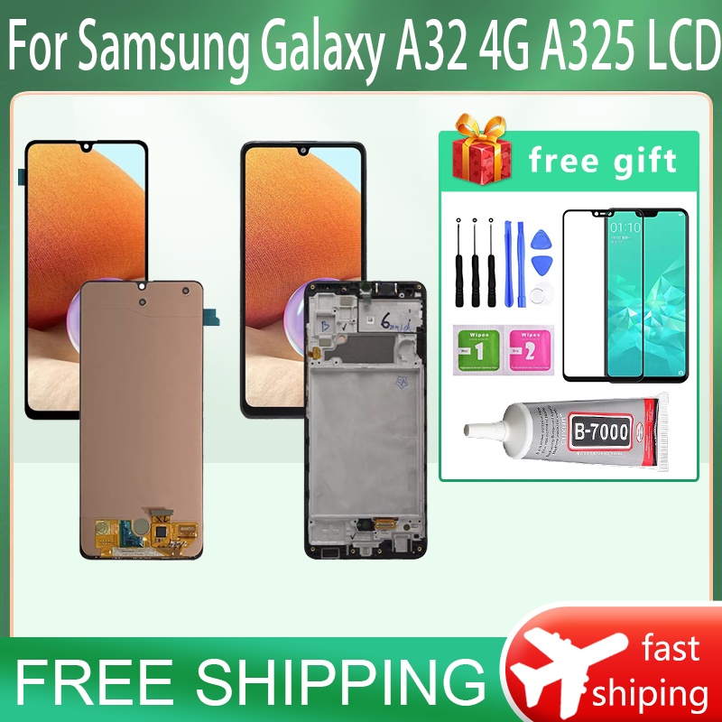Original สําหรับ Samsung Galaxy A32 4G A325 A325F SM-A325F SM-A325F/DS SM-A325M จอแสดงผล LCD กรอบจอแ