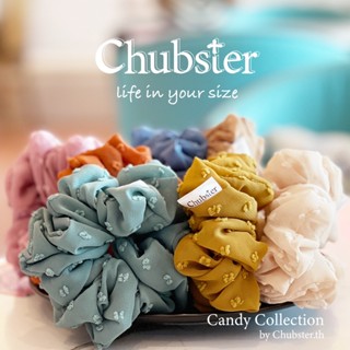 Candy 12cm. ยางมัดผม ชีฟองจุด Scrunchies ยางรัดผมโดนัท